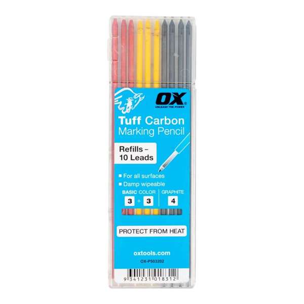 Ox Tuff Carbon Marking Pencil Lead Refill - 10 Piece