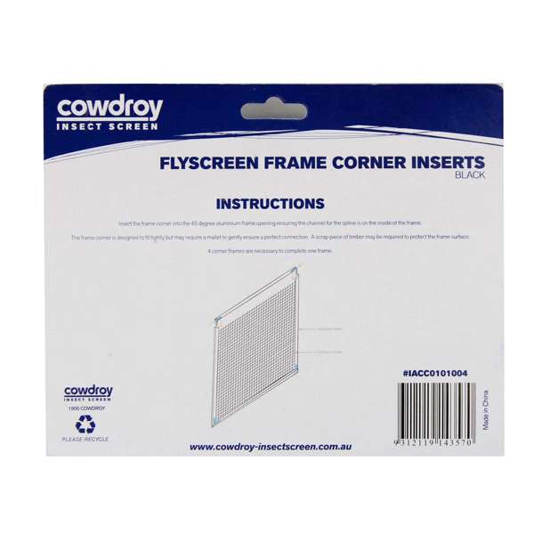 Cowdroy PVC Screen Corner 25mm - 4 Pack