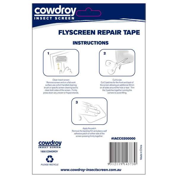 Cowdroy Flyscreen Repair Tape 5m x 50mm