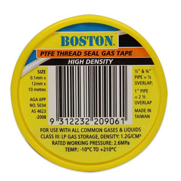 Boston PTFE Thread Seal Gas Tape 10m