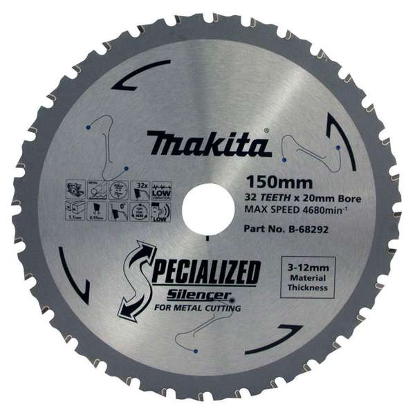 Makita Silencer TCT Saw Blade Specialised Cold Metal 32T 150 x 20mm