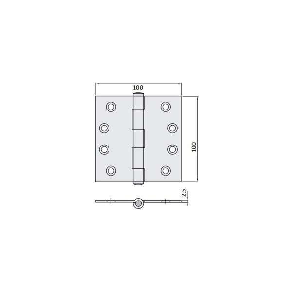 Trio Architectural Butt Hinge Black 100 x 100 x 2.5mm