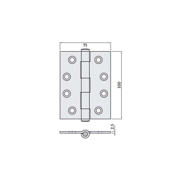 Trio Architectural Butt Hinge Black 100 x 75 x 2.5mm