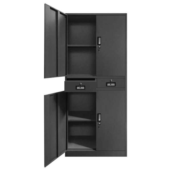 Garage Select 4 Door 2 Drawer Lockable Steel Cabinet Dark Grey