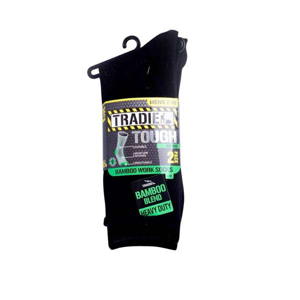 Tradie Mens Bamboo Work Sock Size 7-10 - 2 Pack