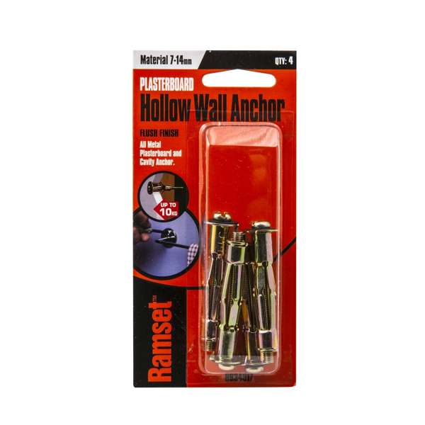 Ramset Hollow Wall Anchor 7mm - 14mm 10kg - 4 Pack