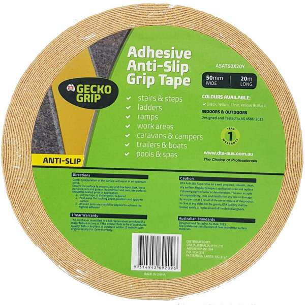 DTA Gecko Grip Anti-Slip Adhesive Tape Yellow 50mm x 20m