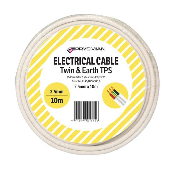 Prysmian Twin & Earth Cable TPS White 2.5mm x 10m