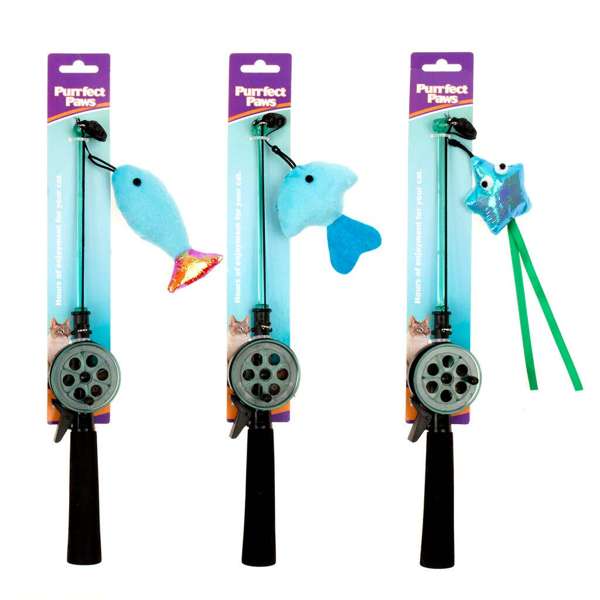 Purrfect Paws Cat Toy Fishing Rod Teaser