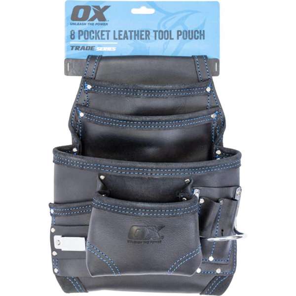 Ox 8 Pocket Leather Tool Pouch Black