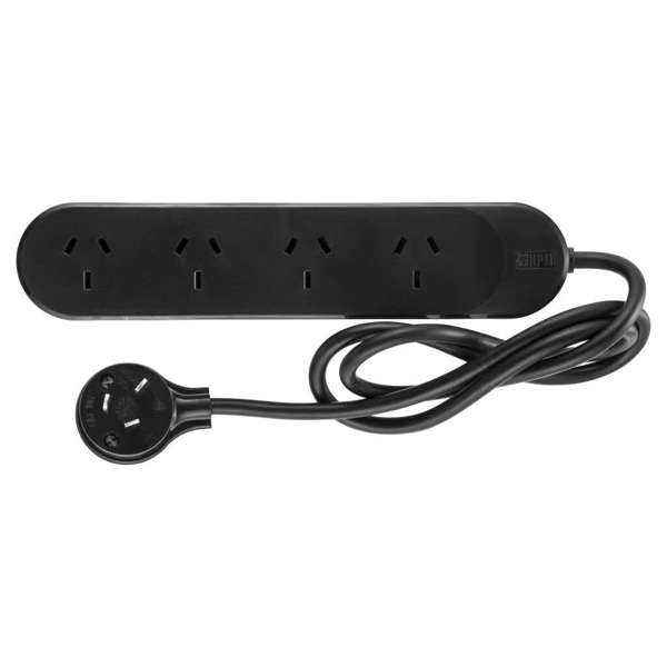 HPM Standard 4 Outlet Powerboard Black