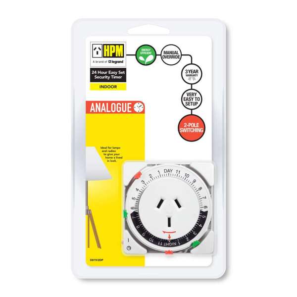 HPM 24 Hour Analogue Easy Set Security Timer