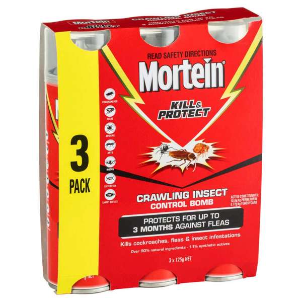 Mortein Kill & Protect DIY Crawling Insect Control Bomb 3 x 125g