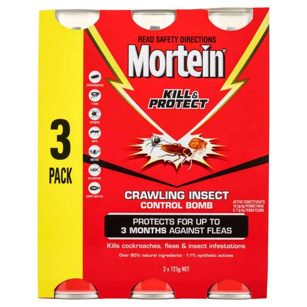 Mortein Kill & Protect DIY Crawling Insect Control Bomb 3 x 125g