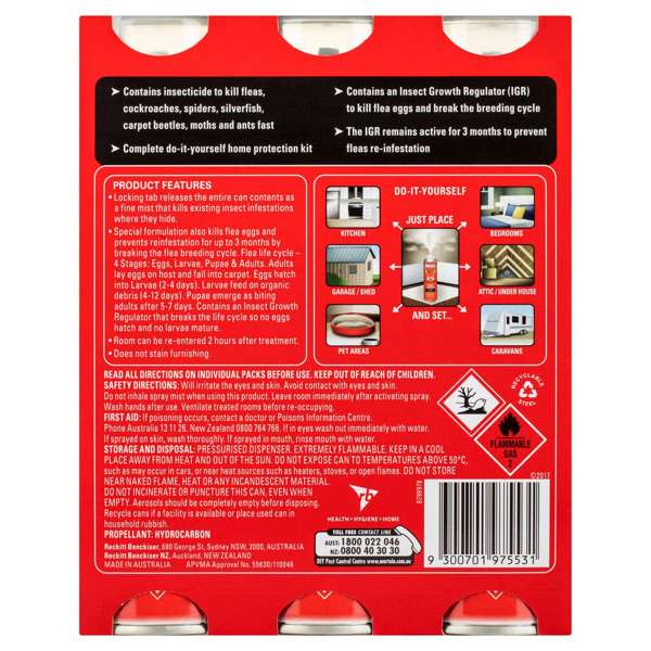 Mortein Kill & Protect DIY Crawling Insect Control Bomb 3 x 125g