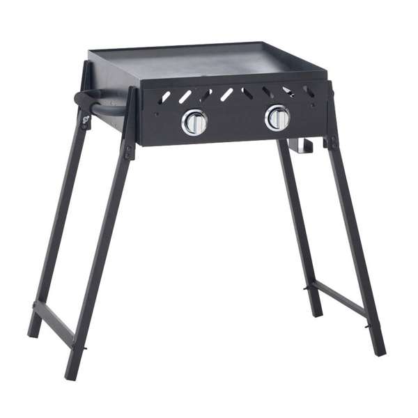 Grilled 2 Burner Solid Plate Flat Top BBQ with Folding Legs