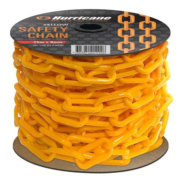 Hurricane Hi-Vis Safety Plastic Chain Yellow 8mm x 25m