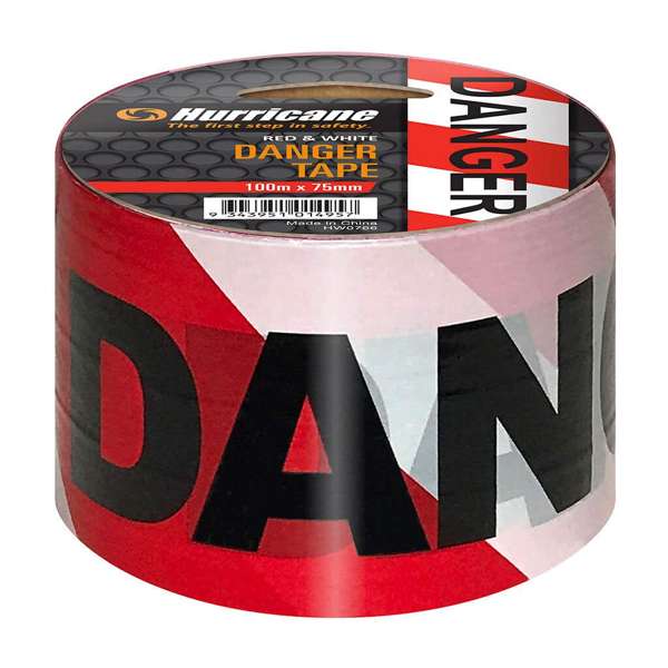 Hurricane Safety Barrier Tape DANGER Red/White 75mm x 100m