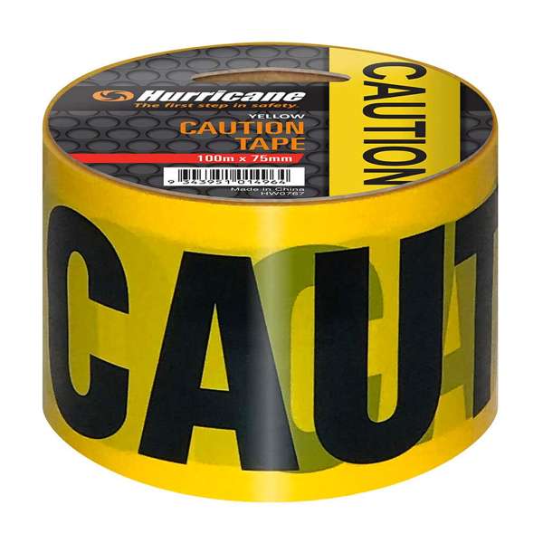 Hurricane Safety Barrier Tape Caution Yellow/Black 75mm x 100m