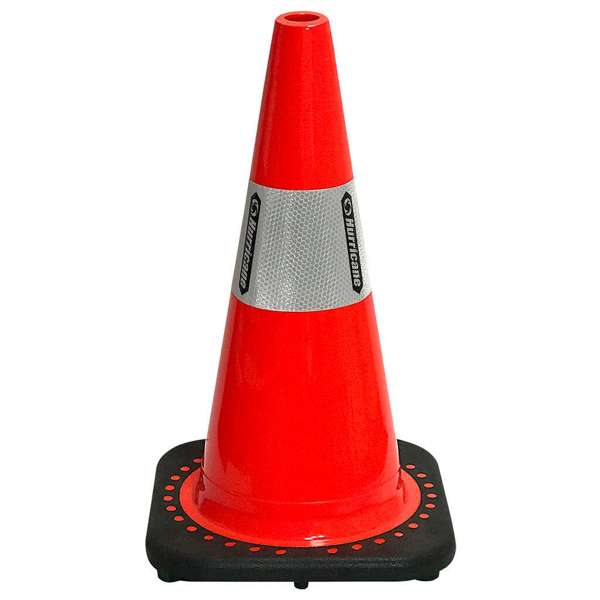 Hurricane Safety Traffic Cone Reflective Tape & Rubber Base 450mm