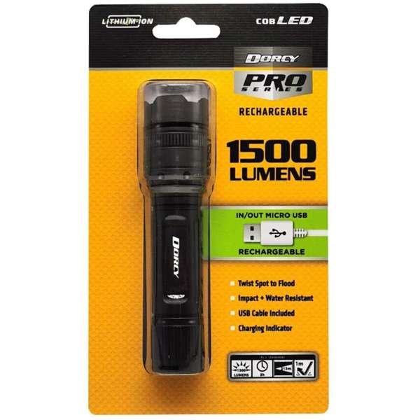 Dorcy Pro Series Flashlight USB Rechargeable 1500 Lumens