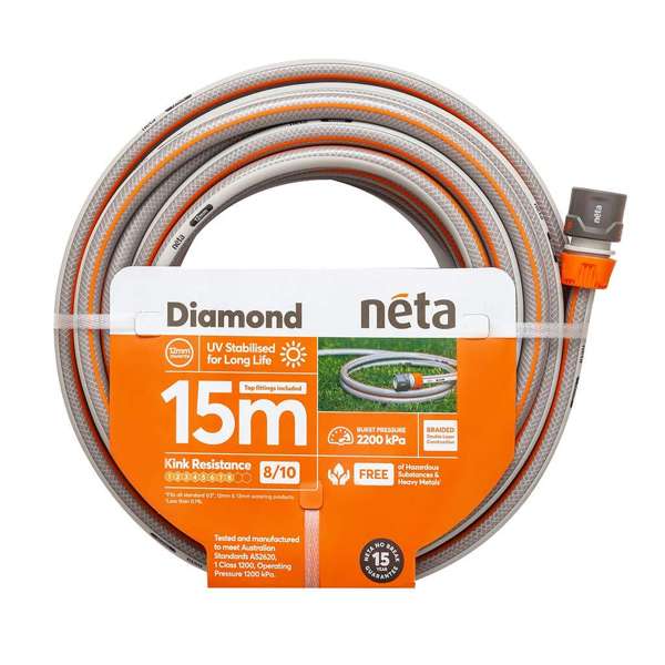 Neta Diamond Fitted Hose 12mm x 15m