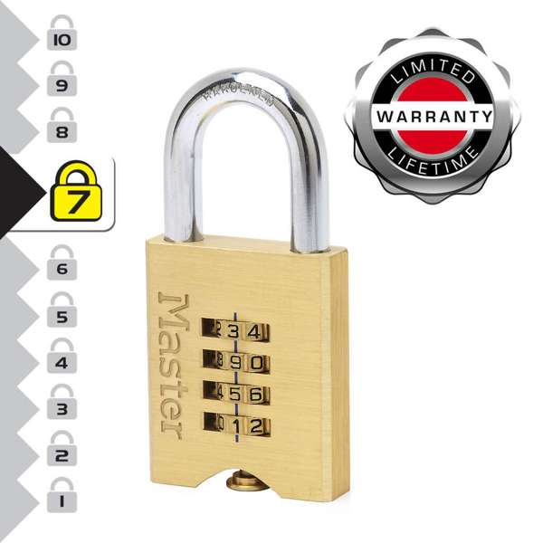 Master Lock Brass Resettable Combination Padlock 50mm