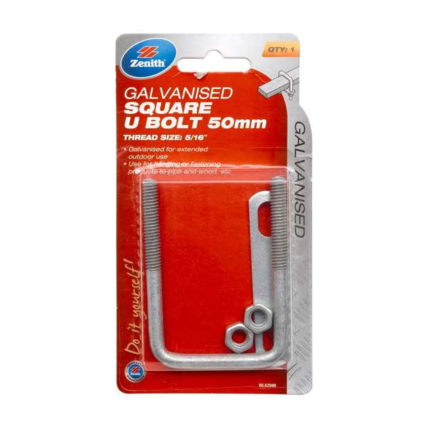 Zenith Square U Bolt Galvanised 50mm