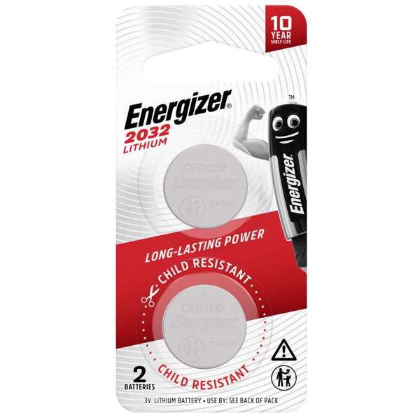 Energizer Battery Coin Lithium ECR2032 BP2