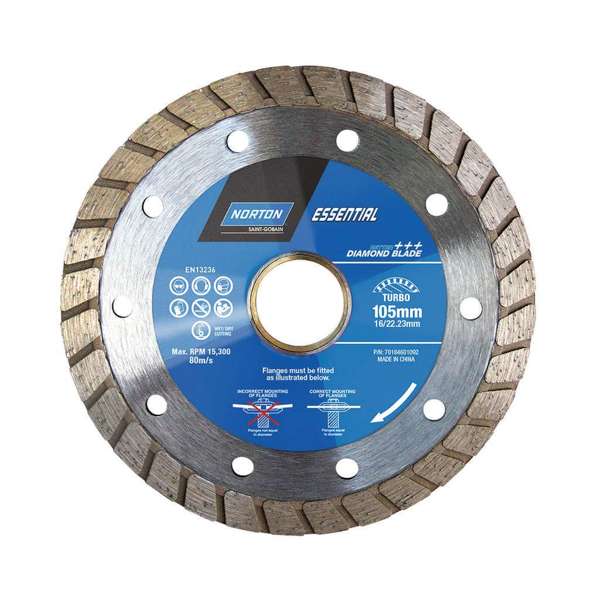 Norton Essential Diamond Turbo Blade 105 x 2.1 x 10 20/16mm