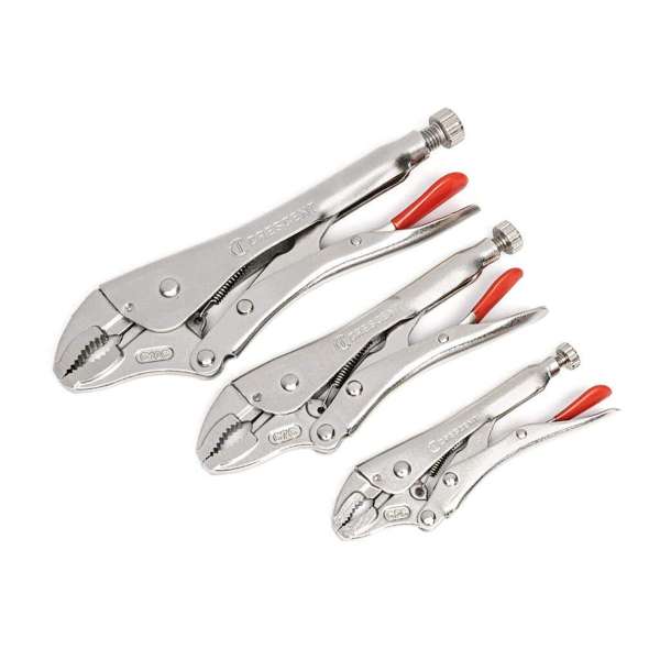 Crescent Plier Set Locking Curved Jaw - 3 Piece