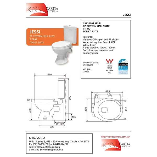 Cartia Jessi P Trap Toilet Suite