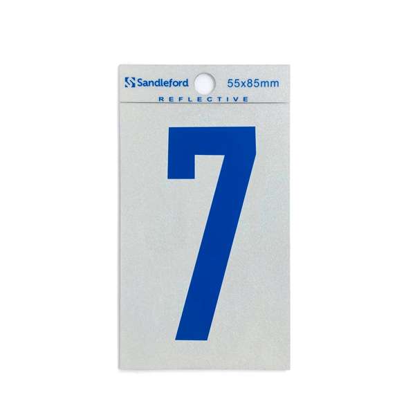 Sandleford 85mm Reflective Blue Self Adhesive House Number 7