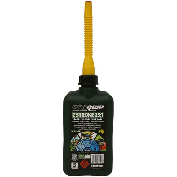 Pro Quip Fuel Can Plastic 2 Stroke Green Safe-T-Pour 5L