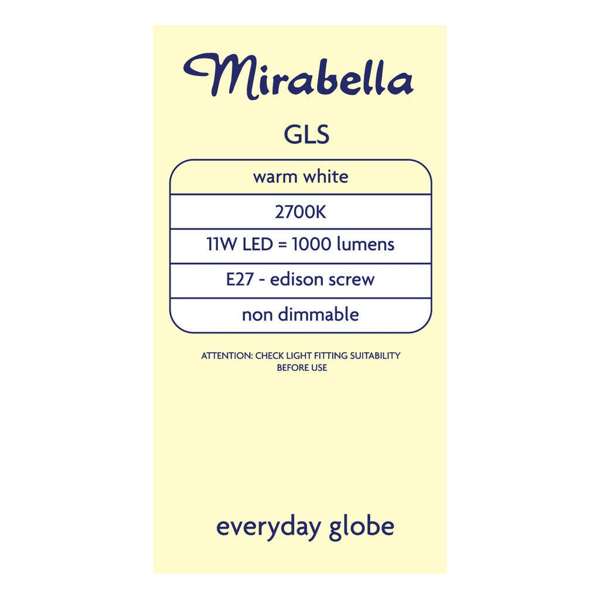 Mirabella LED GLS 11W 1000 Lumens ES Light Bulbs - 2 Pack