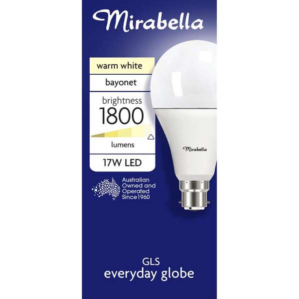 Mirabella LED GLS 18W 1800Lum 2700K BC Warm White