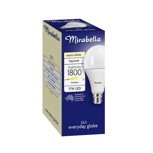 Mirabella LED GLS 18W 1800Lum 2700K BC Warm White