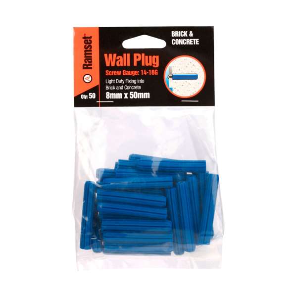 Ramset Wall Plug Blue 8 x 50mm (50pk)