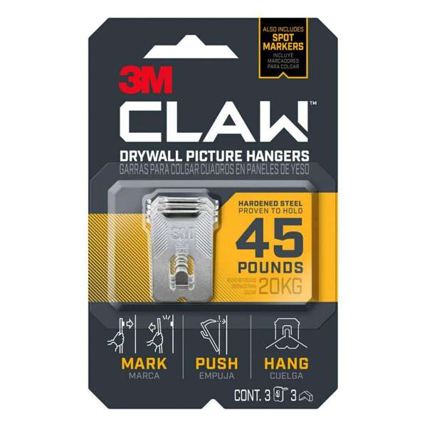 3M Claw Drywall Picture Hanger 20kg - 3 Pack