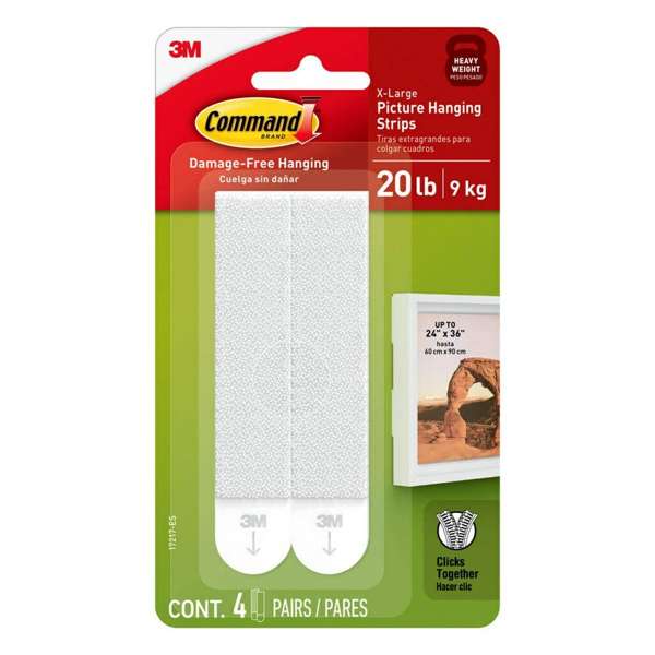 Command Picture Hanging Strips White XL 9kg - 4 Pack