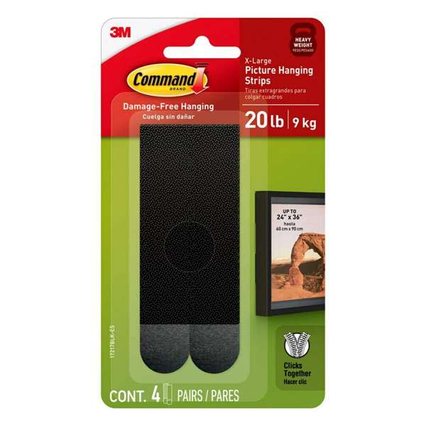 Command Picture Hanging Strips Black XL 9kg - 4 Pack