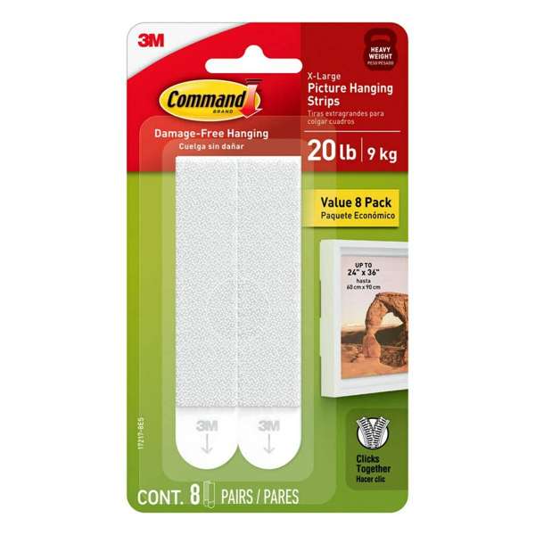 Command Picture Hanging Strips White XL 9kg - 8 Pack