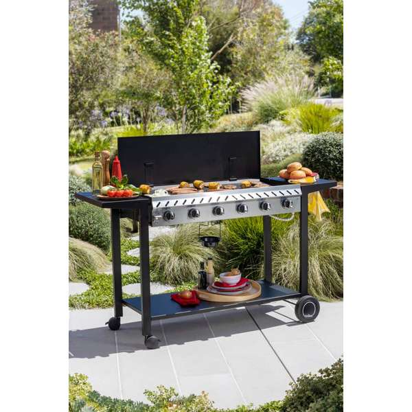 Grilled Deluxe 6 Burner Solid Flat Top BBQ 2.0 LCC27