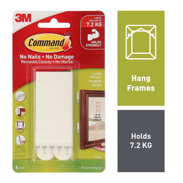 Command Picture Hanging Strips White Large - 4 Pack