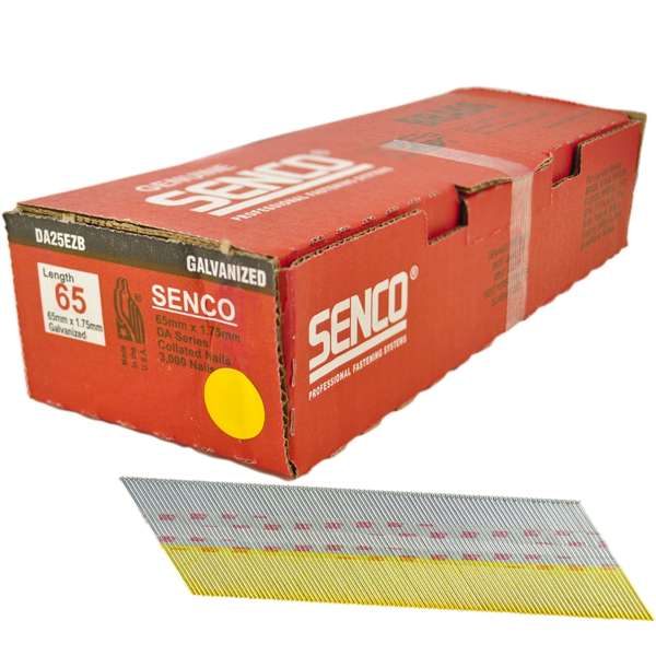 Senco 65mm x 1.75g Galvanised Collated DA Brad Nails - 3000 Pack