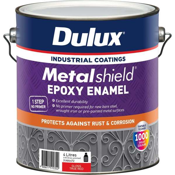 Dulux 4L Metalshield Epoxy Enamel Gloss Paint True Red