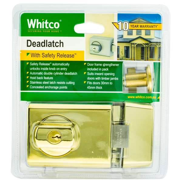 Whitco Gold Plated Double Cylinder Deadlatch