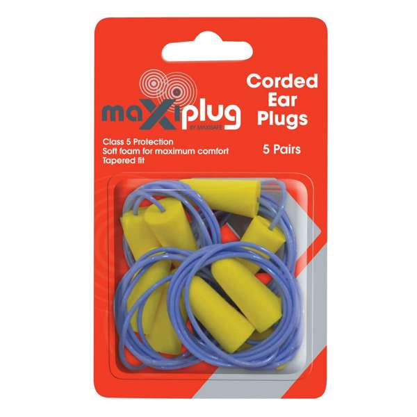 Maxisafe Earplugs Corded Blister - 5 Pack