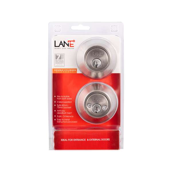 Lane Deadbolt Double Cylinder Satin Stainless Steel