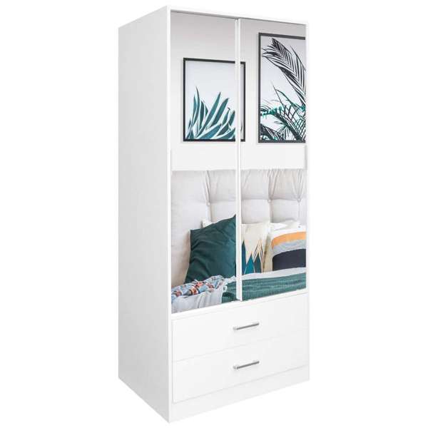 Faulkner Sliding 2 Mirror Doors 2 Drawer Wardrobe 800mm